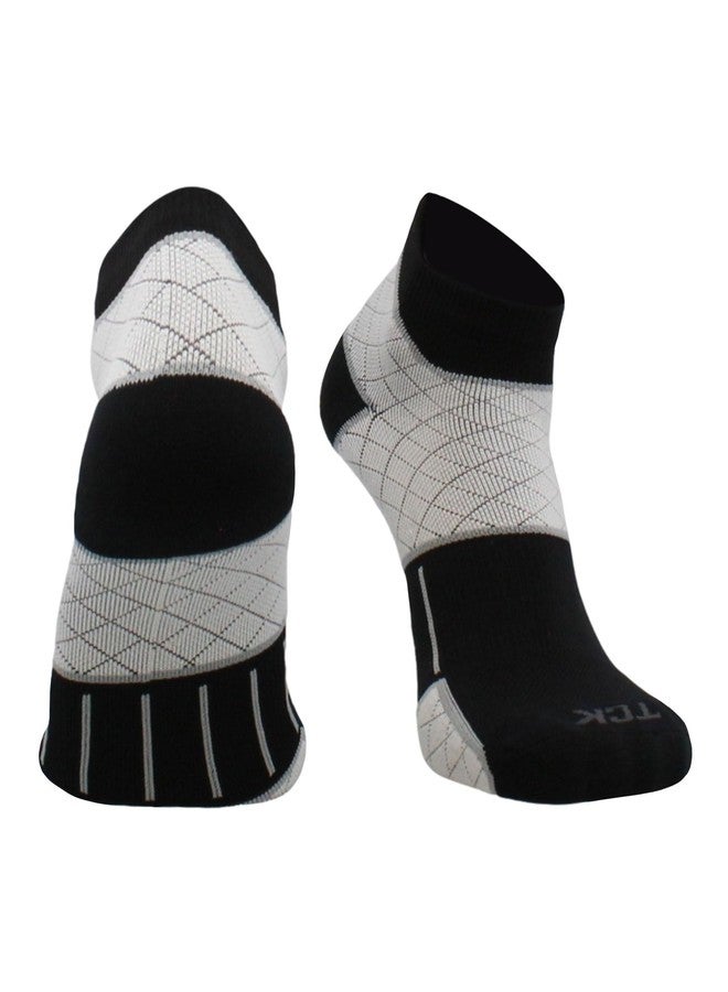 TCK Plantar Fasciitis Compression Socks Low Cut (Black/White, Large) - Image 1
