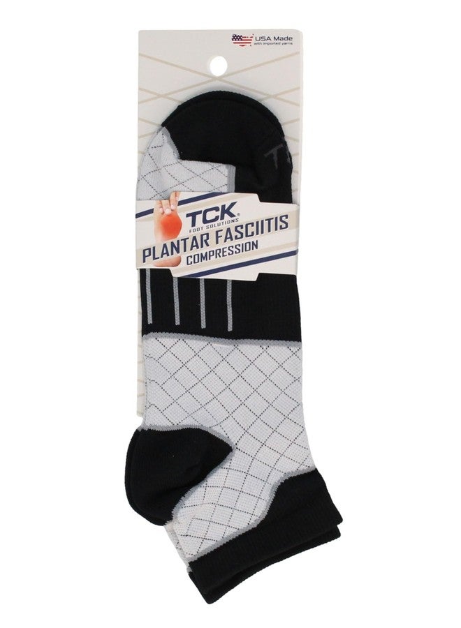TCK Plantar Fasciitis Compression Socks Low Cut (Black/White, Large) - Image 3