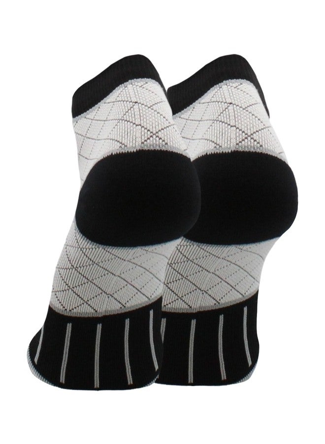 TCK Plantar Fasciitis Compression Socks Low Cut (Black/White, Large) - Image 2