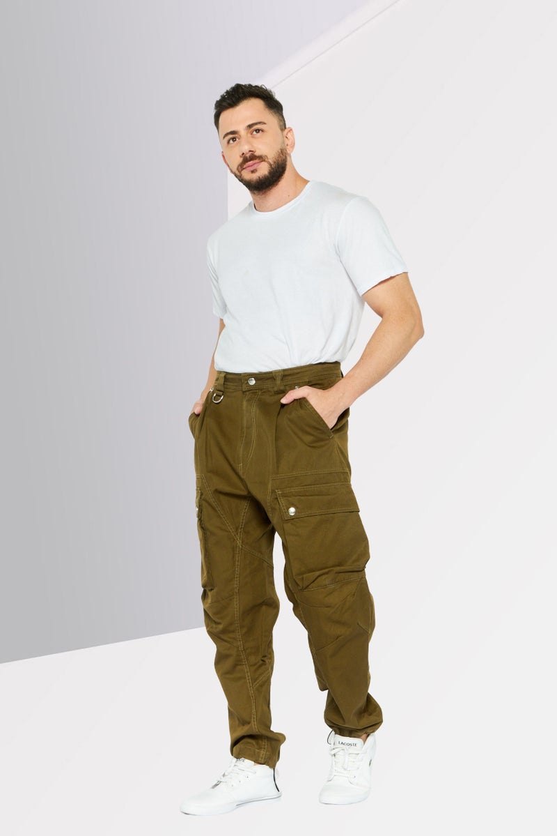 DIESEL Men Regular Fit Solid Cargo Pant, Olive - Image 2