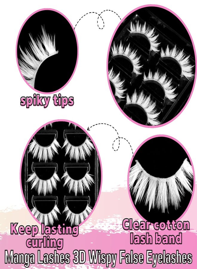 AUGENLI Halloween White False Lashes Extension Tools Japanese Anime Cosplay Natural Makeup Looking Masquerade Party Eye Lashes (02B) - Image 5