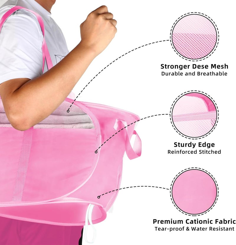 BATTOO 100L Collapsible Laundry Baskets, Tear Proof Pop Up Laundry Hamper with Dual Handles, Large Foldable Laundry Basket, Easy to Carry Laundry Hamper for Home, Laundry Room, Bedroom, Dorm, Travel Pink - Image 5
