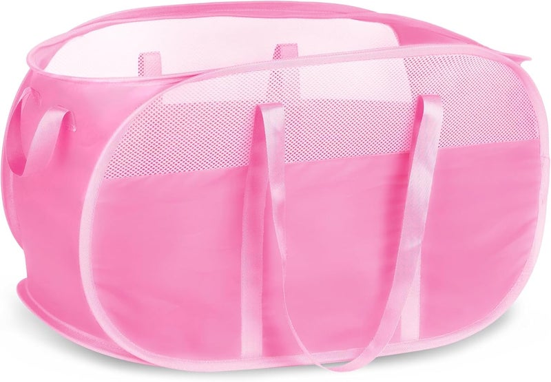 BATTOO 100L Collapsible Laundry Baskets, Tear Proof Pop Up Laundry Hamper with Dual Handles, Large Foldable Laundry Basket, Easy to Carry Laundry Hamper for Home, Laundry Room, Bedroom, Dorm, Travel Pink - Image 1