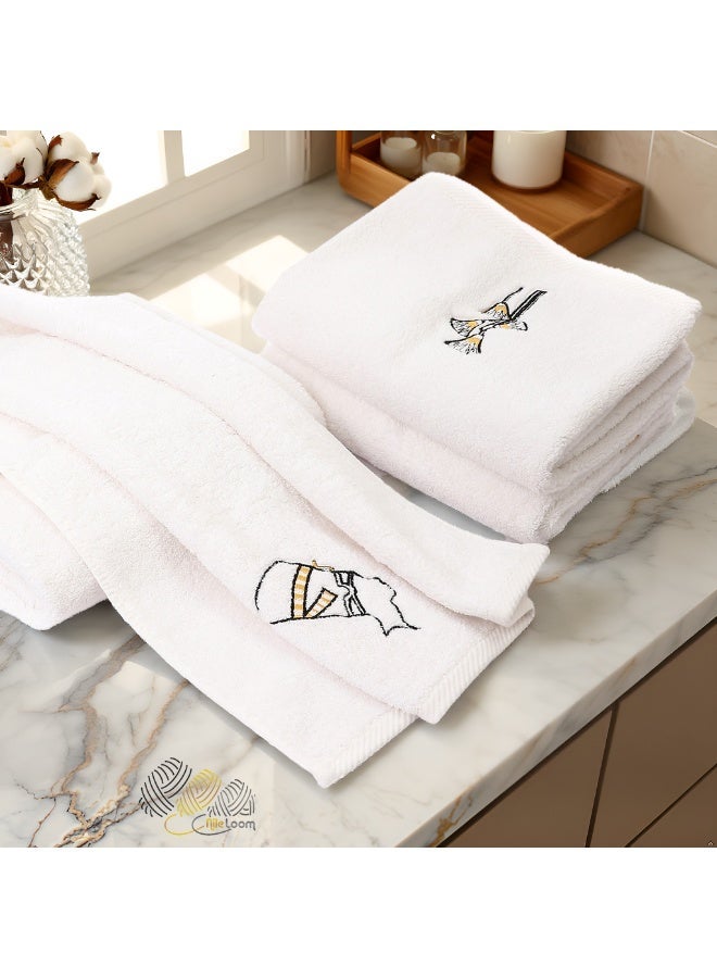 nileloom Great Nile Collection Towels Set, 100% Cotton, 700 GSM Luxury, Microwave Spa-Ready, Double-Stitched, Eco-Friendly, Ultra-soft, 80X50 cm (4 pcs) - Image 1