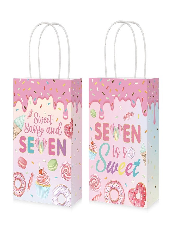 Greencian 16Pcs Sweet Sassy and 7 Birthday Party Favor Bags Sweet Sassy and Seven Gift Goodie Bags with Handles Donut 7th Birthday Decorations for Girls 7 Year Old Party Decorations Favors Supplies - Image 1