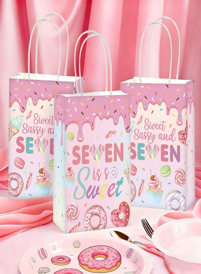 Greencian 16Pcs Sweet Sassy and 7 Birthday Party Favor Bags Sweet Sassy and Seven Gift Goodie Bags with Handles Donut 7th Birthday Decorations for Girls 7 Year Old Party Decorations Favors Supplies - Image 4