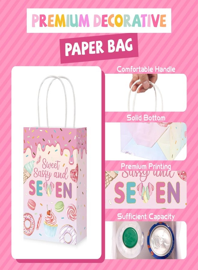 Greencian 16Pcs Sweet Sassy and 7 Birthday Party Favor Bags Sweet Sassy and Seven Gift Goodie Bags with Handles Donut 7th Birthday Decorations for Girls 7 Year Old Party Decorations Favors Supplies - Image 3