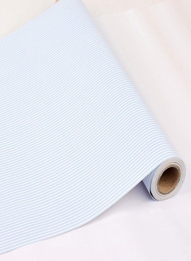 Waddllcor Blue Stripe Contact Paper Self Adhesive Shelf Drawer Liner Peel and Stick Wallpaper for Kitchen Countertops Living Room Bedroom 17.7" x 78.7" - Image 3