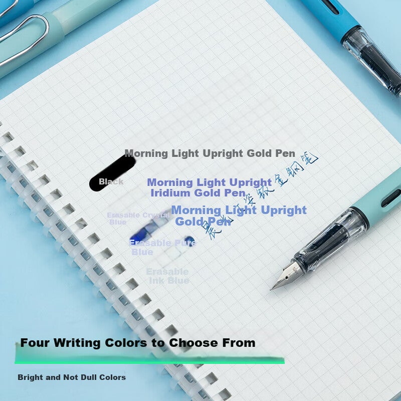 M&G Stationery Future Prospects EF Fountain Pen Set (Fountain Pen *1 + 3.4mm Diameter Blue Ink Cartridges *2), Student Writing Fountain Pen, Ink Pen HAFP1766 Green Barrel, Essential for Winter Break - Image 3