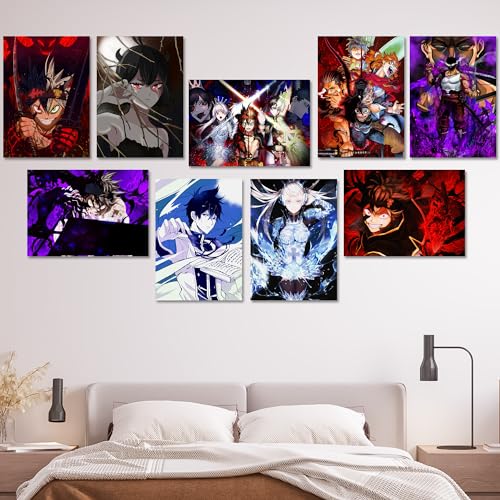 Thepaper9store Paper9store Pack of 9 - Anime Posters self-Adhesive Anime Wall Poster for Room, Size A4 Self-Adhesive 300 GSM Thick matt Poster (Black Clover) - Image 2