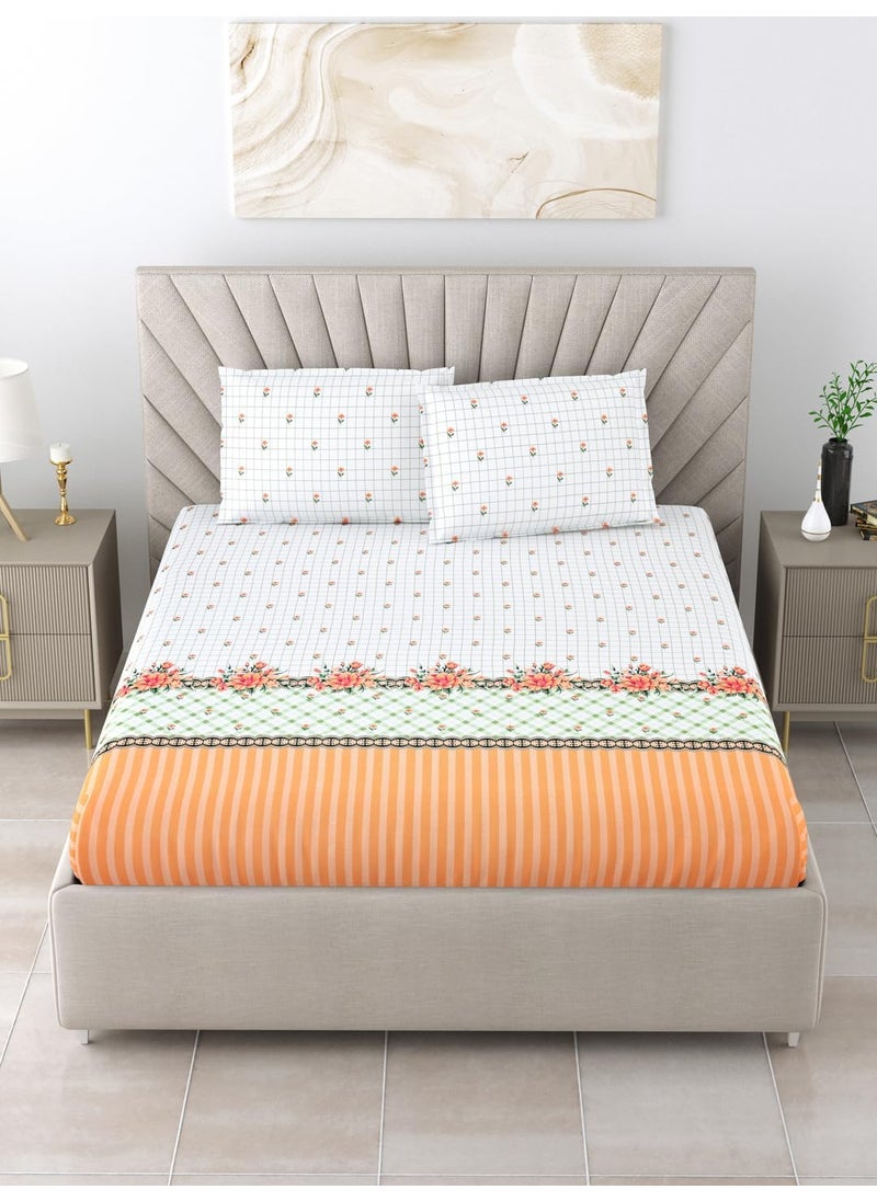 Bombay Dyeing Bombay Dyeing King Size Bedsheet 220 TC Cotton Premium Bedsheet & 2 Pillow Covers - King Size - 274 X 274 Cms - Fade Less Colors - Peach  - Image 2
