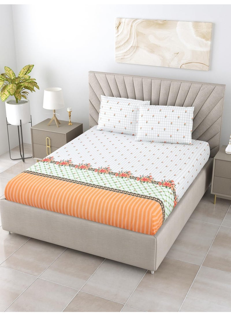 Bombay Dyeing Bombay Dyeing King Size Bedsheet 220 TC Cotton Premium Bedsheet & 2 Pillow Covers - King Size - 274 X 274 Cms - Fade Less Colors - Peach  - Image 3