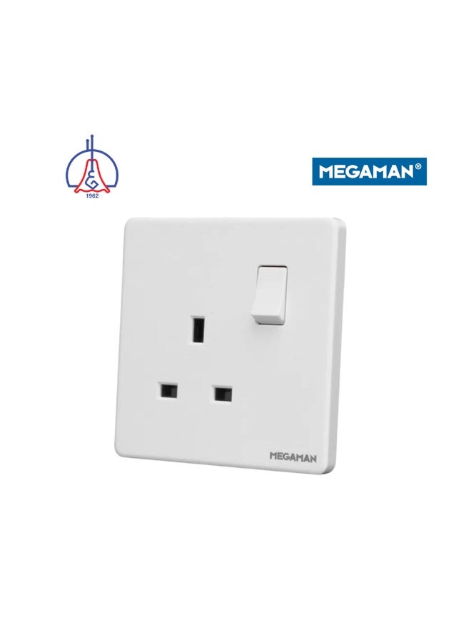ميجامان Megaman Single Switched Socket 1Gang 13Amp - White - Image 2
