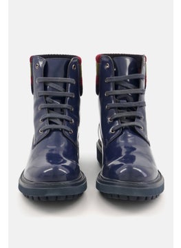GEOX Women Asheely High Cut Lace Up Casual Shoes, Navy Blue Combo  - Image 4
