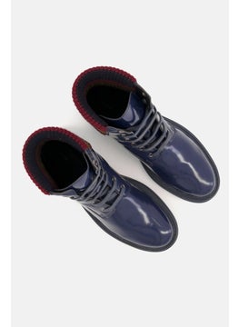 GEOX Women Asheely High Cut Lace Up Casual Shoes, Navy Blue Combo  - Image 2