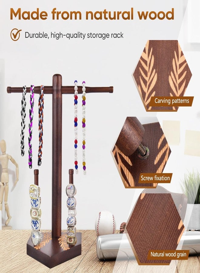 Dumbpec Wooden Baseball & Softball Drip Accessories: Necklace Holder Organizer, Championship Ring Display Case - Sports Ring Holder for Men and Boys, Trophy Display Gift, Bedroom and Party Decor - Image 3