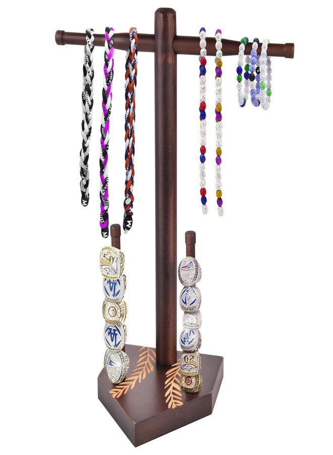 Dumbpec Wooden Baseball & Softball Drip Accessories: Necklace Holder Organizer, Championship Ring Display Case - Sports Ring Holder for Men and Boys, Trophy Display Gift, Bedroom and Party Decor - Image 1