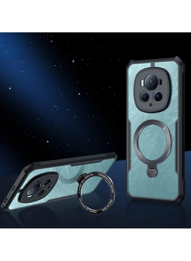 عام جراب مغناطيسي متوافق مع هاتف هونور ماجيك 6 برو، جراب قابل للوقوف، وسادة هوائية، حماية من السقوط، تغطية خلفية من الأكريليك والتي بي يو - Image 4