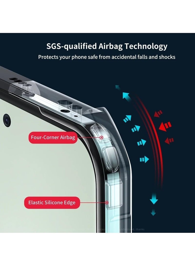 عام جراب مغناطيسي متوافق مع هاتف هونور ماجيك 6 برو، جراب قابل للوقوف، وسادة هوائية، حماية من السقوط، تغطية خلفية من الأكريليك والتي بي يو - Image 3