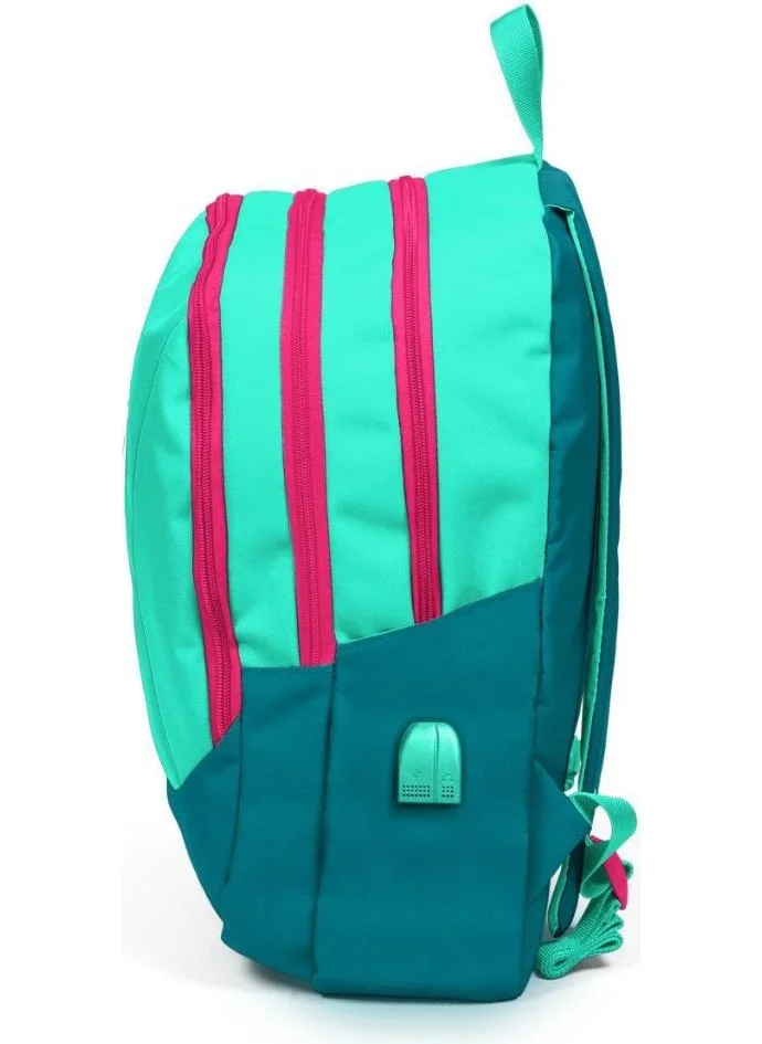CORAL HIGH Sport Water Green Civit Four Compartment USB Charging Headphone Output Backpack 23229