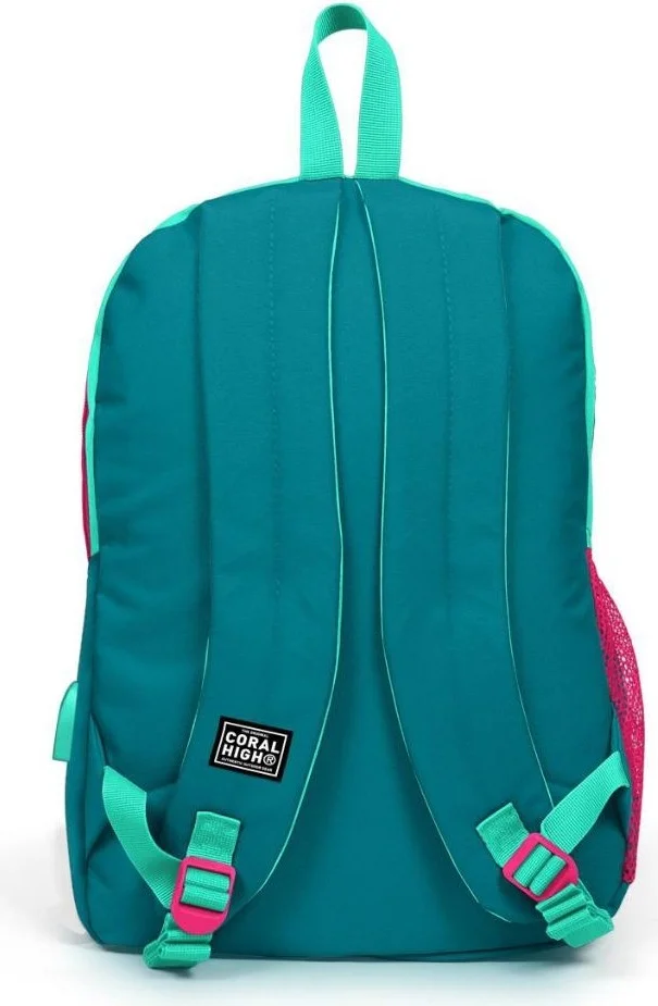 CORAL HIGH Sport Water Green Civit Four Compartment USB Charging Headphone Output Backpack 23229
