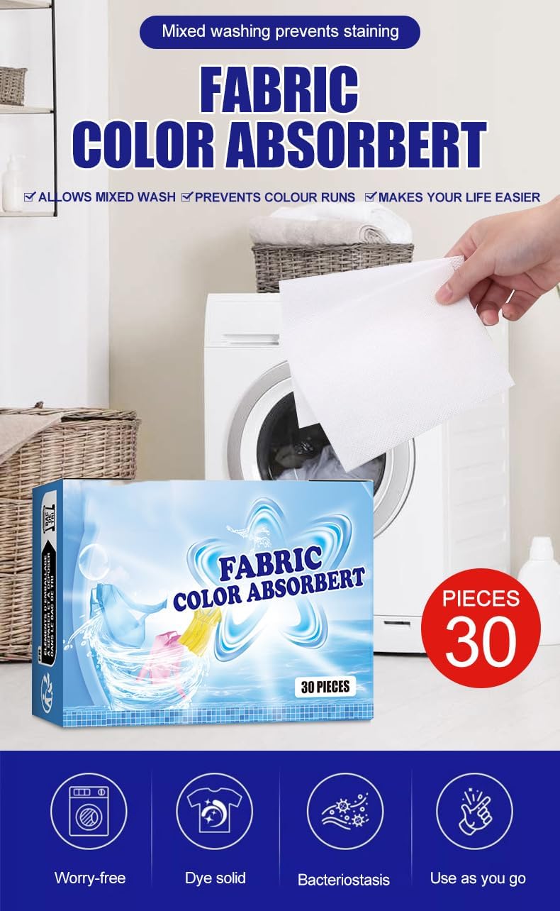 Dryer Sheets, Prevent Color Bleeds Runs Absorber Laundry Sheets, Anti Dyeing Clothes, Clothing Color Absorbing Paper Mite Removal Color Trapping Sheets for Home Apartment Use(1 Box/30Pcs) - Image 4