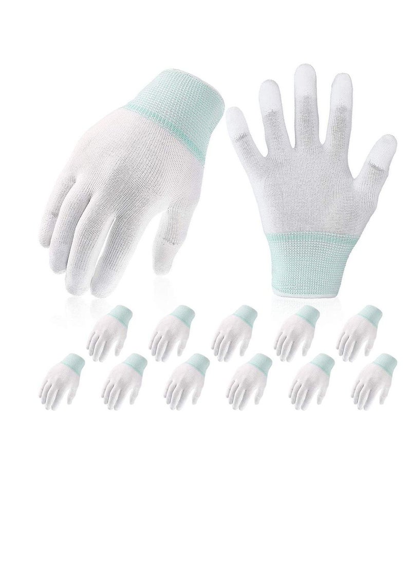 NIBEMINENT 12 Pairs Quilting Grip Gloves Household Machine Sewing for Free-Motion Finger White Nylon Quilters Free Motion (Green Medium Size)  - Image 1