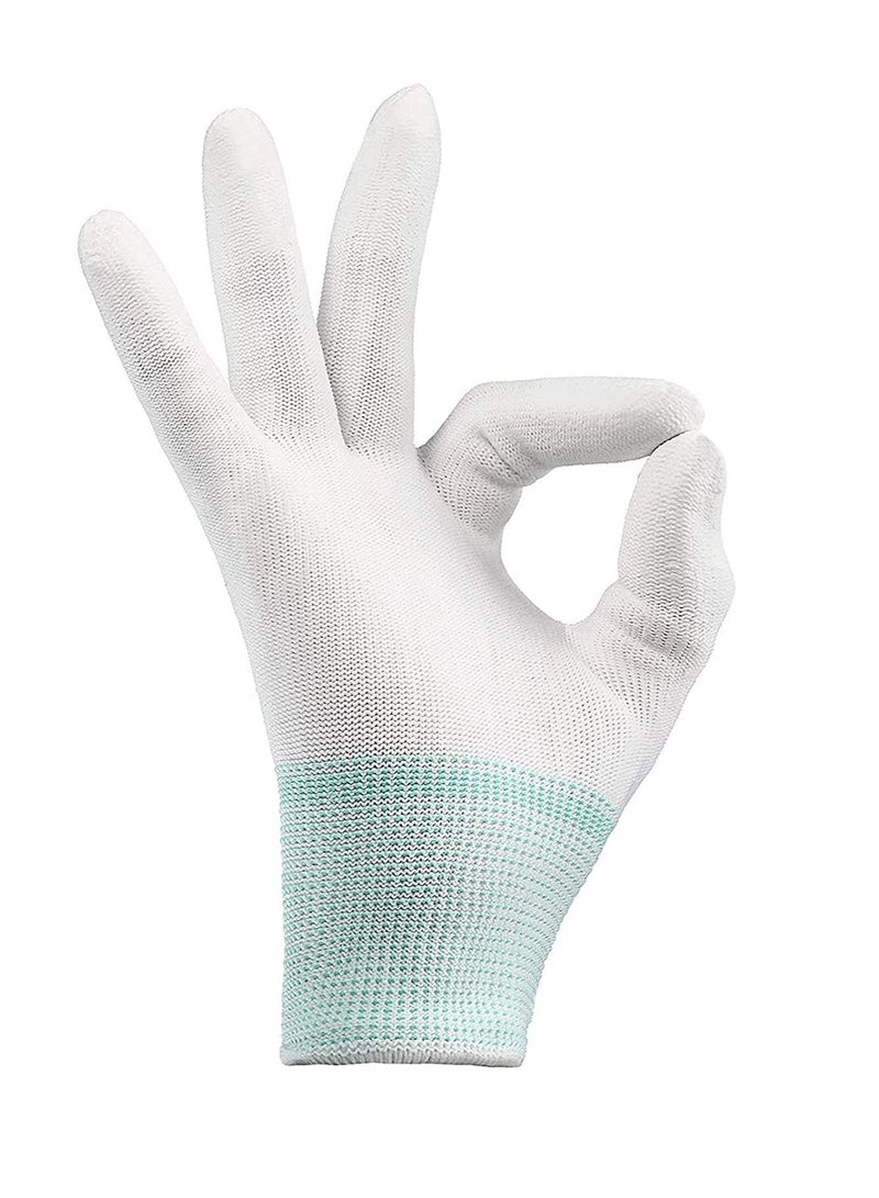 NIBEMINENT 12 Pairs Quilting Grip Gloves Household Machine Sewing for Free-Motion Finger White Nylon Quilters Free Motion (Green Medium Size)  - Image 2