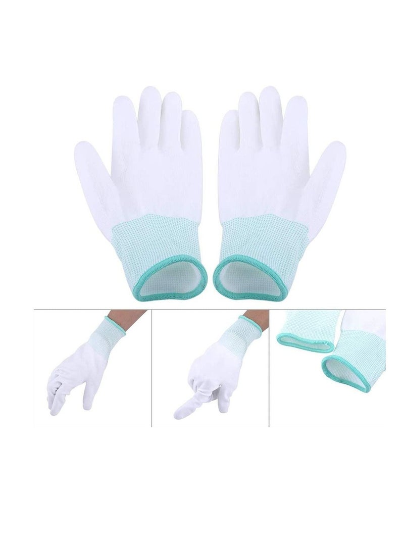 NIBEMINENT 12 Pairs Quilting Grip Gloves Household Machine Sewing for Free-Motion Finger White Nylon Quilters Free Motion (Green Medium Size)  - Image 4