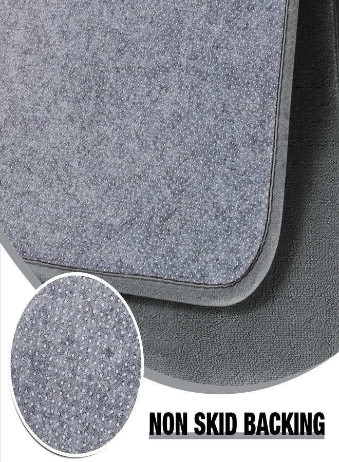 PAGGED Grey Memory Foam Bath Runner Mat Long Narrow Bathroom Rug Microfiber Bathroom Carpet Non Slip Soft Absorbent Washable Bathrug,16" x 47" - Image 4