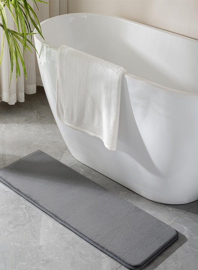 PAGGED Grey Memory Foam Bath Runner Mat Long Narrow Bathroom Rug Microfiber Bathroom Carpet Non Slip Soft Absorbent Washable Bathrug,16" x 47" - Image 1