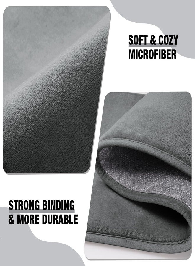 PAGGED Grey Memory Foam Bath Runner Mat Long Narrow Bathroom Rug Microfiber Bathroom Carpet Non Slip Soft Absorbent Washable Bathrug,16" x 47" - Image 2