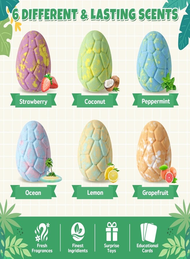 TranquilBliss Dino Egg Bath Bombs for Kids with Surprise Inside, 6 Packs Dinosaur Bath Toys Set for Boys,Girls, Bubble Fizzies, Educational Birthday & Christmas Gift Ideas - Image 3