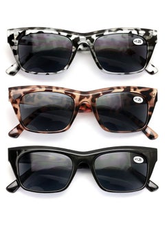 V.W.E. Vision World 3 Pairs Women Outdoor Reading Sunglasses Fully Magnified Readers (3 Pairs (Grey/Brown/Black) 1.75)  - Image 1