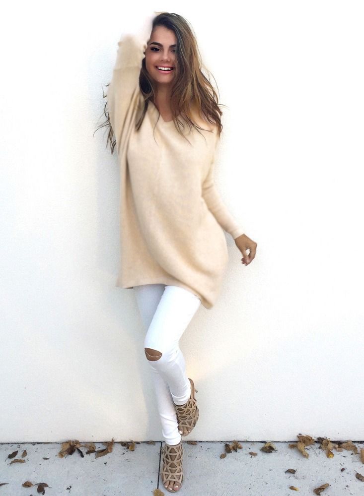 Loquat Women's Fashion V-Neck Long Sleeve Thin Sweater 