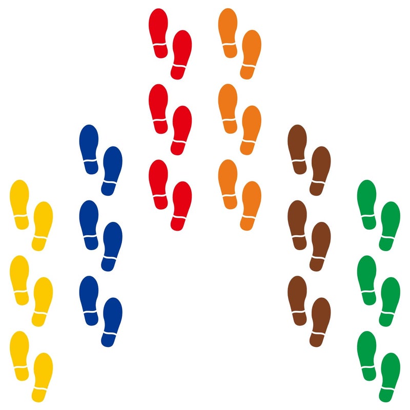 CAOCAOOO CAOCAOOO 6 Colors 18 Pairs 36 Prints Footprints Floor Decals 7 Shoe Stickers Colorful FEET Floor Sign Party Decor 