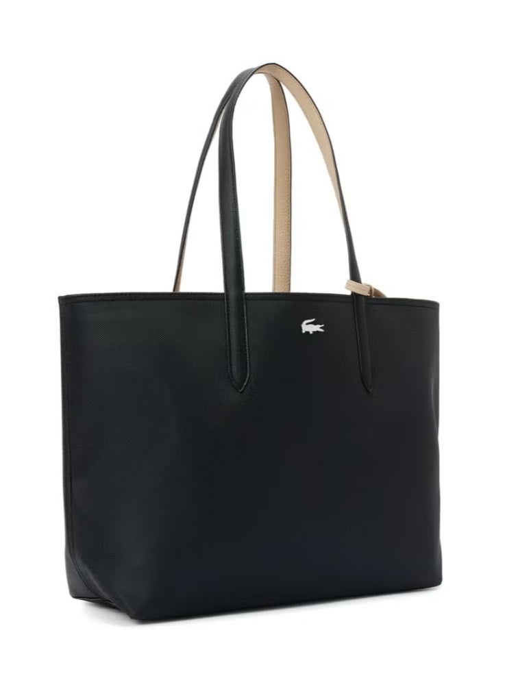 لاكوست النساء مزدوجة الجانبين لونين كبيرة السعة حقيبة اليد، عصرية متعددة الوظائف، الأسود / الأبيض - Image 4