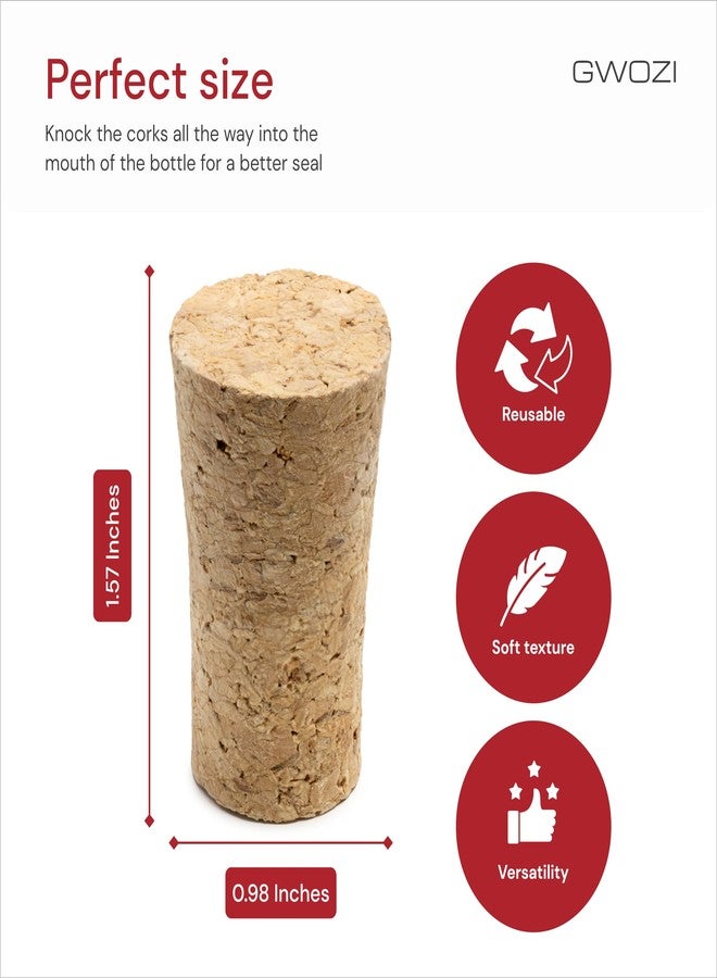 سدادات فلين لزجاجات النبيذ - سدادات فلين خشبية ناعمة للأعمال اليدوية، 12 قطعة - سدادات فلين مدببة لزجاجات النبيذ - سدادات/أغطية فلين لزجاجات النبيذ والبيرة والمشروبات الكحولية لصنع الحرف اليدوية، مانعة للتسرب، 1.57 × 0.98 بوصة - Image 3