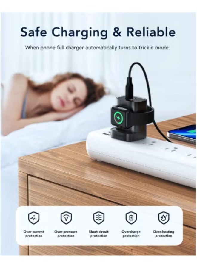 VEGER PD20W Fast Charging USB-C Charger Power Adapter – Dual Port Wall Charger with 2.5W Wireless Smartwatch Charging, 20V/1A Emergency Laptop Charging, Compact Travel-Friendly Design - Image 2