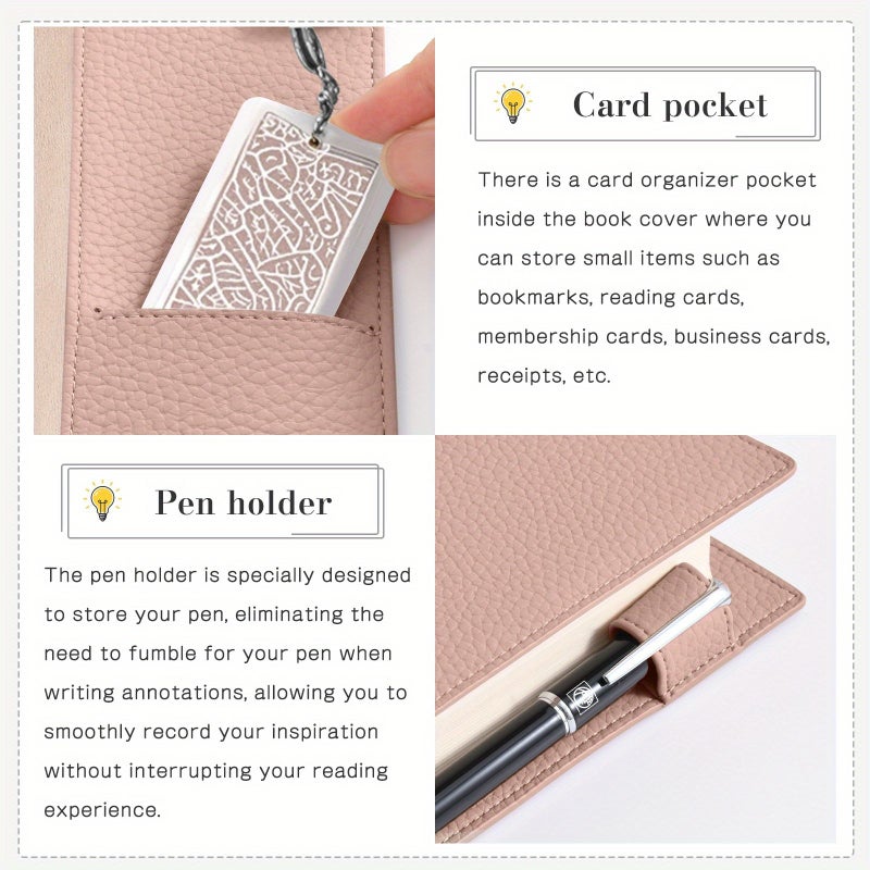 New Brown A5 Book Cover with Pen Holder Strap Soft Durable for Journals Notebooks - Image 3