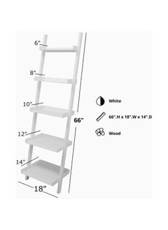 Kiera Grace Kieragrace Modern 5 Tier Wood Ladder Bookshelf White  - Image 3