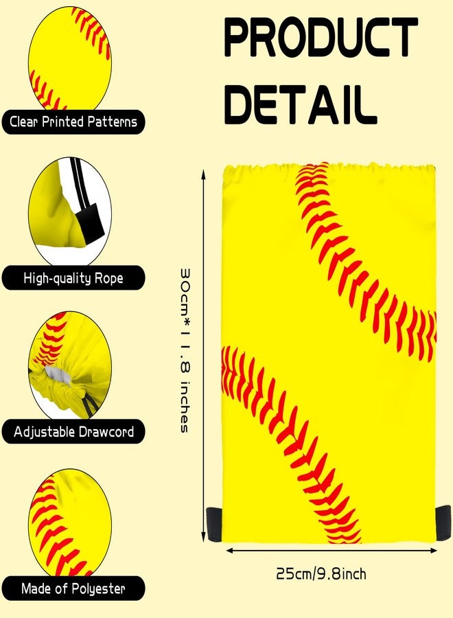 KERINGO 16 PCS Softball Gift Bag with Handles Drawstring String Soft Ball Goodie Sport Theme Party Favor Team Treat Bag for Birthday Team Snack - Image 3