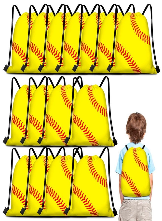 KERINGO 16 PCS Softball Gift Bag with Handles Drawstring String Soft Ball Goodie Sport Theme Party Favor Team Treat Bag for Birthday Team Snack - Image 2
