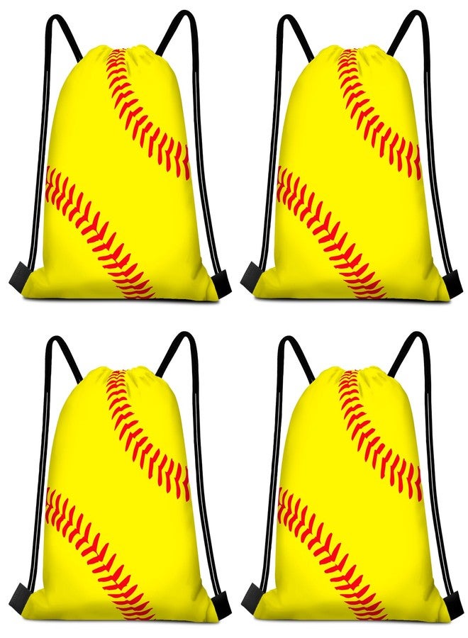 KERINGO 16 PCS Softball Gift Bag with Handles Drawstring String Soft Ball Goodie Sport Theme Party Favor Team Treat Bag for Birthday Team Snack - Image 1