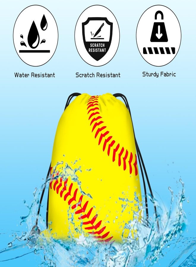 KERINGO 16 PCS Softball Gift Bag with Handles Drawstring String Soft Ball Goodie Sport Theme Party Favor Team Treat Bag for Birthday Team Snack - Image 4