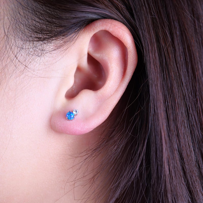 Limerencia Hypoallergenic G23 Implant Grade Titanium Stud Earrings Tragus 20G Helix F136 Piercing Post for Women Sensitive Ears Cartilage (CZ + Green Opal) - Image 4