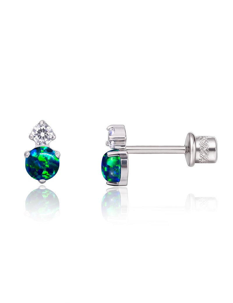 Limerencia Hypoallergenic G23 Implant Grade Titanium Stud Earrings Tragus 20G Helix F136 Piercing Post for Women Sensitive Ears Cartilage (CZ + Green Opal) - Image 1