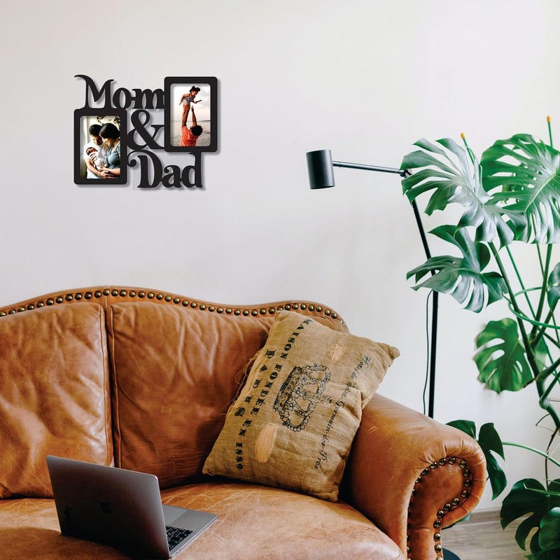 Creative Arts n Frames Big Size One Piece Joint less Wooden Multi Picture Collage Photo Frame Home Decor Items Wall Decoration for living room Gift (Photo Frame 2 Picture Mom Dad 4x6 Photo Size 11x11 inch) - Image 4