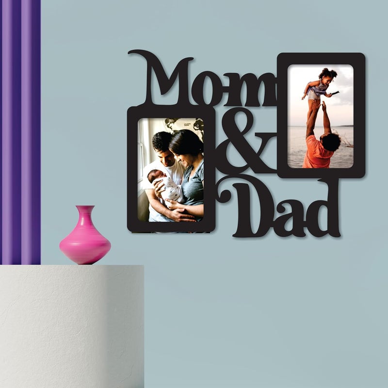Creative Arts n Frames Big Size One Piece Joint less Wooden Multi Picture Collage Photo Frame Home Decor Items Wall Decoration for living room Gift (Photo Frame 2 Picture Mom Dad 4x6 Photo Size 11x11 inch) - Image 2
