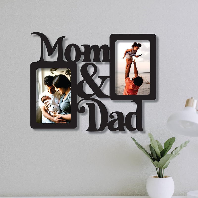 Creative Arts n Frames Big Size One Piece Joint less Wooden Multi Picture Collage Photo Frame Home Decor Items Wall Decoration for living room Gift (Photo Frame 2 Picture Mom Dad 4x6 Photo Size 11x11 inch) - Image 1